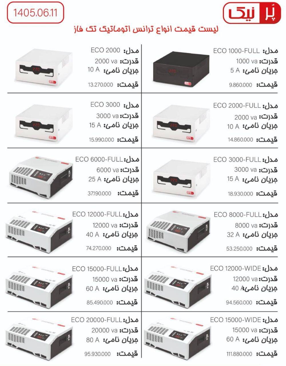 لیست قیمت استابلایزر پرنیک شهریور 1405