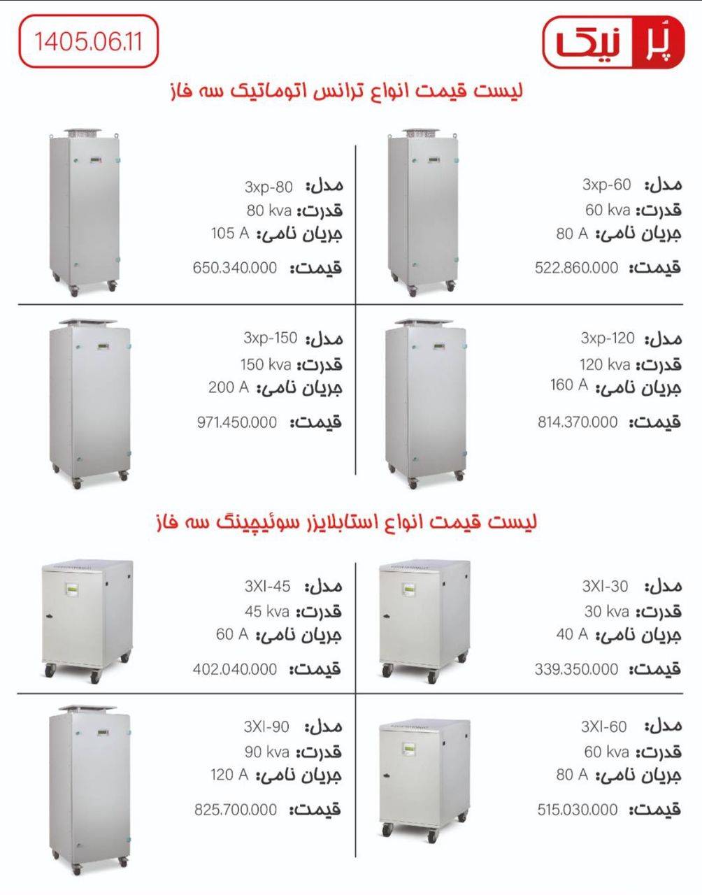 لیست قیمت استابلایزر پرنیک شهریور 1405